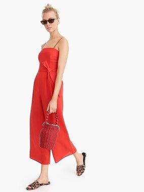Red-orange J. Crew linen jumpsuit, size 2